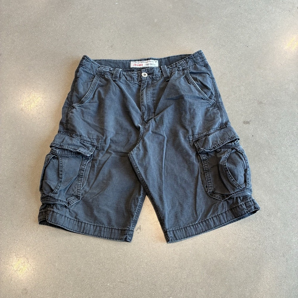 American Eagle Outfitters Cargo Shorts Mens 34 Black Longboard 10" Inseam
